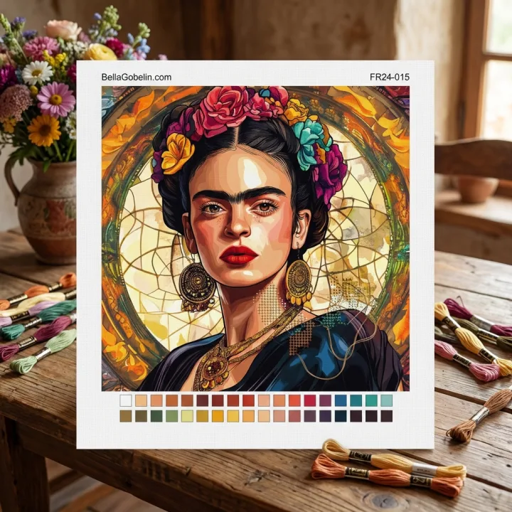 Portret Fride Kahlo v slogu Alphonse Mucha – FR24-015