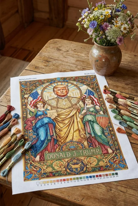 Portret Trumpa v slogu art nouveau