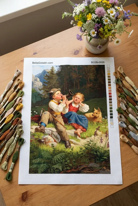 Replika gobelinot lik Alpesi prizorji Wilhelm Blass