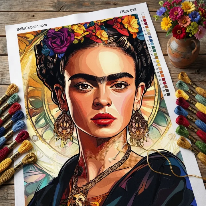 Portret Fride Kahlo v slogu Alphonse Mucha – FR24-018