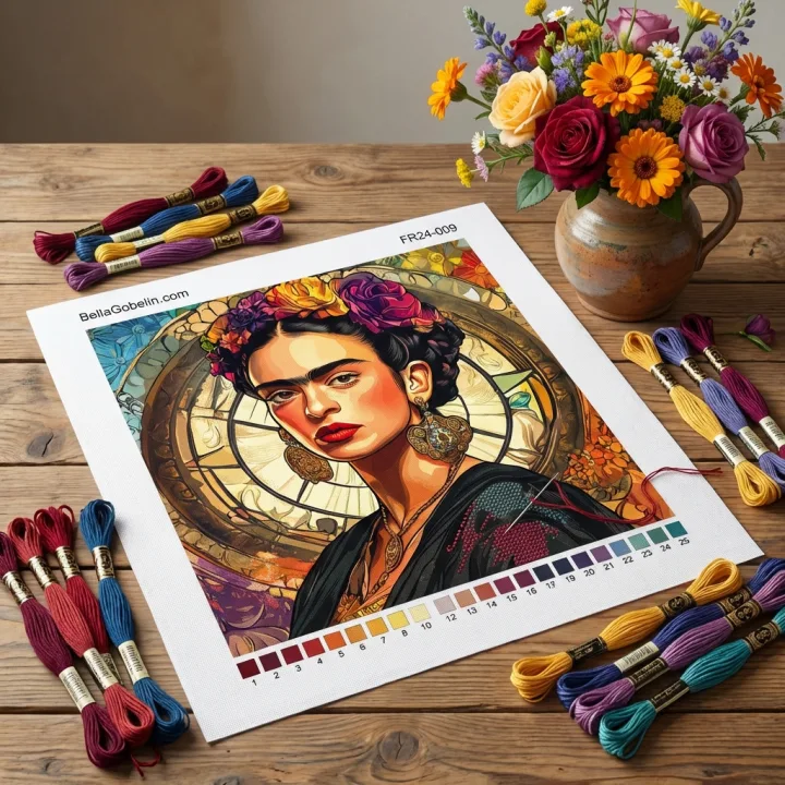 Portret Fride Kahlo v slogu Alphonse Mucha – FR24-009