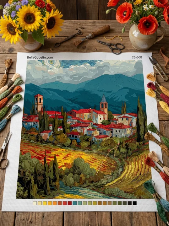 Italijanska pokrajina v Van Gogh slogu