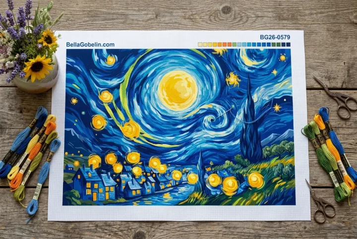 Vincent van Gogh - Zvezdna noč replika (gobelin)