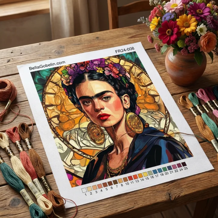 Portret Fride Kahlo v slogu Alphonse Mucha – FR24-008
