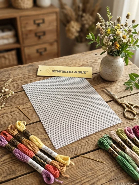 Bela Zweigart Stramin 44/100 (navadni kanava) - 15x20 cm