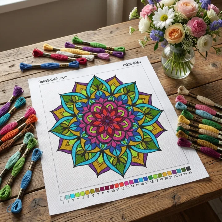 Barvita mandala, cvetlični vzorec – BG26-0280
