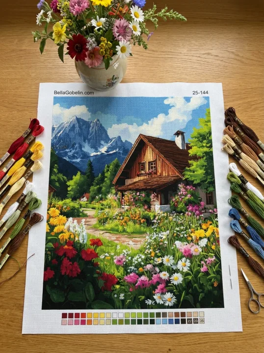 Gorska hiška z čudovitim cvetličnim vrtom