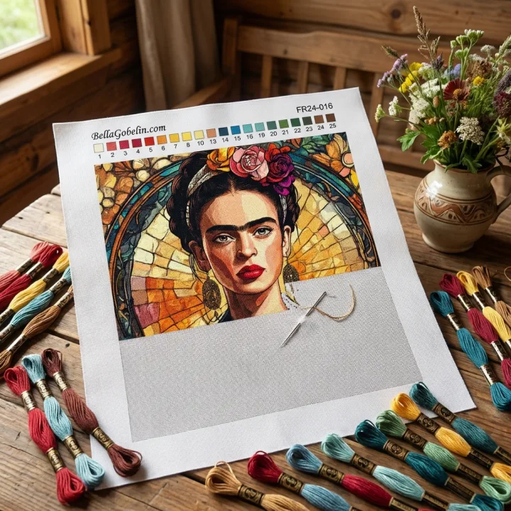 Portret Fride Kahlo v slogu Alphonse Mucha – FR24-016