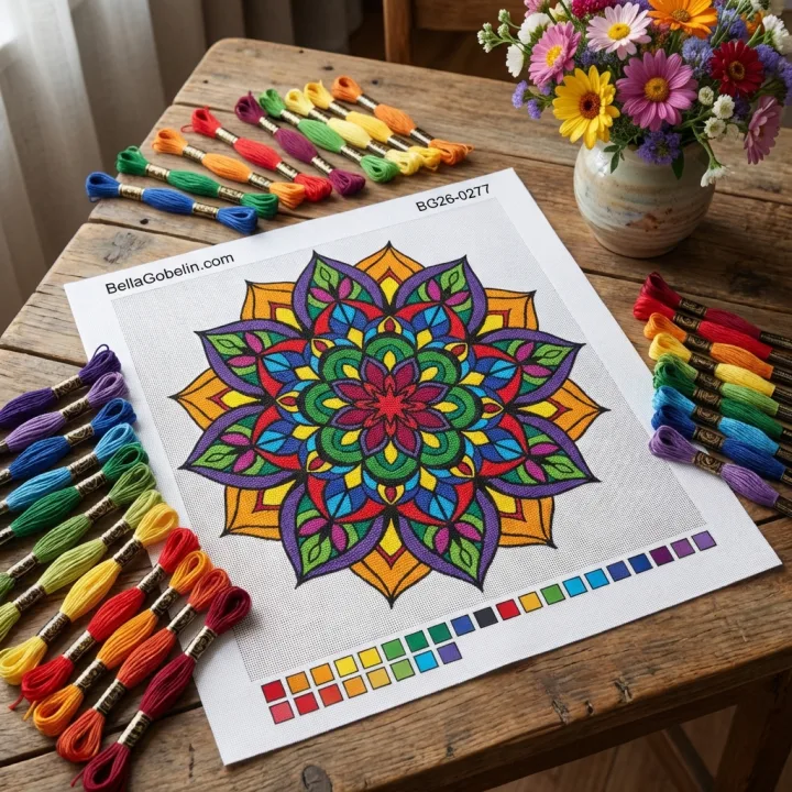 Barvita mandala, cvetlični vzorec – BG26-0277