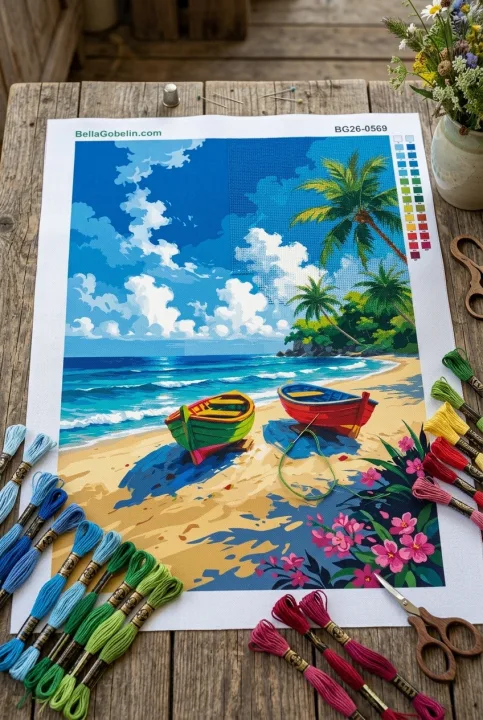 Čolni na tropski plaži