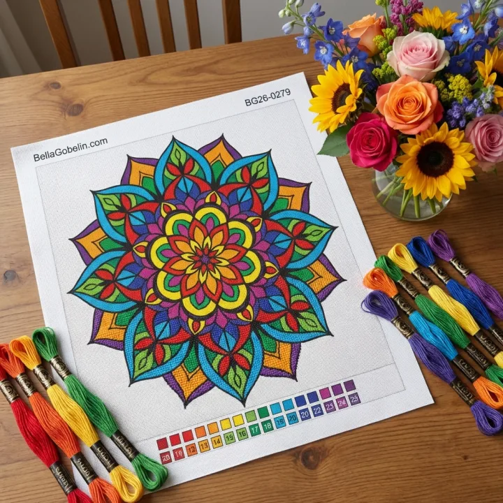 Barvita mandala, cvetlični vzorec – BG26-0279