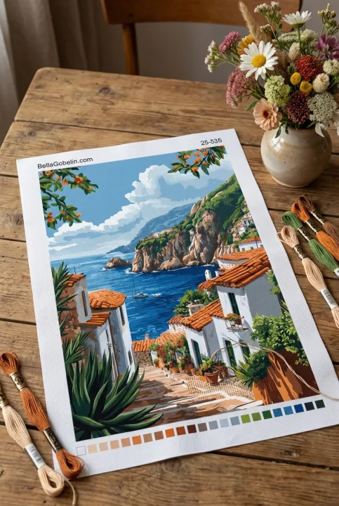 Mediterranska vas na obali morja – 25-535