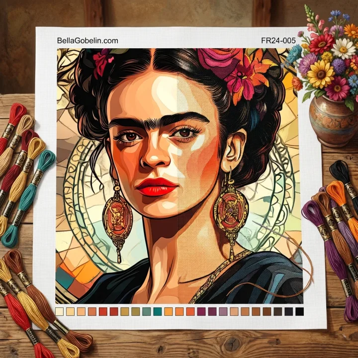 Portret Fride Kahlo v slogu Alphonse Mucha – FR24-005