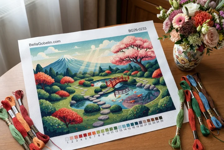 Japonski vrt s koi krapi