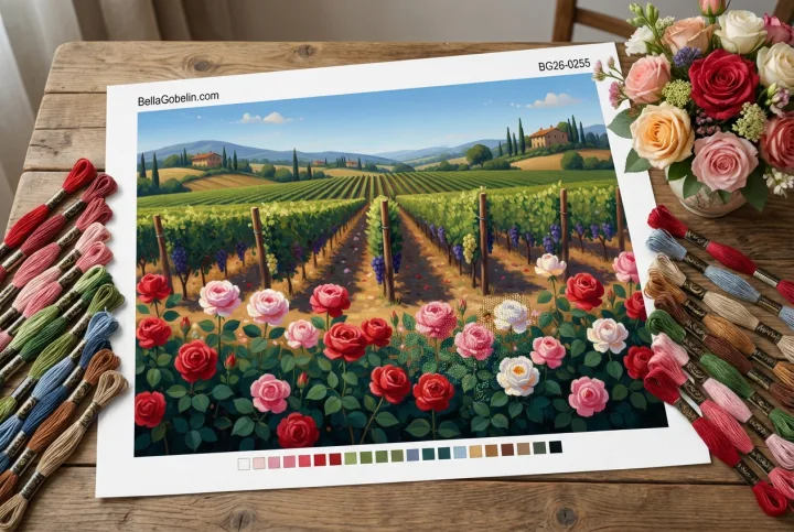 Toskanski vinograd z vrtnicami
