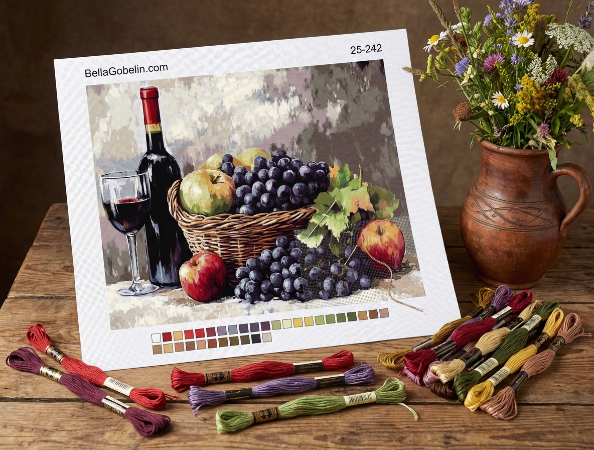 Vino in košara s sadjem – 25-242