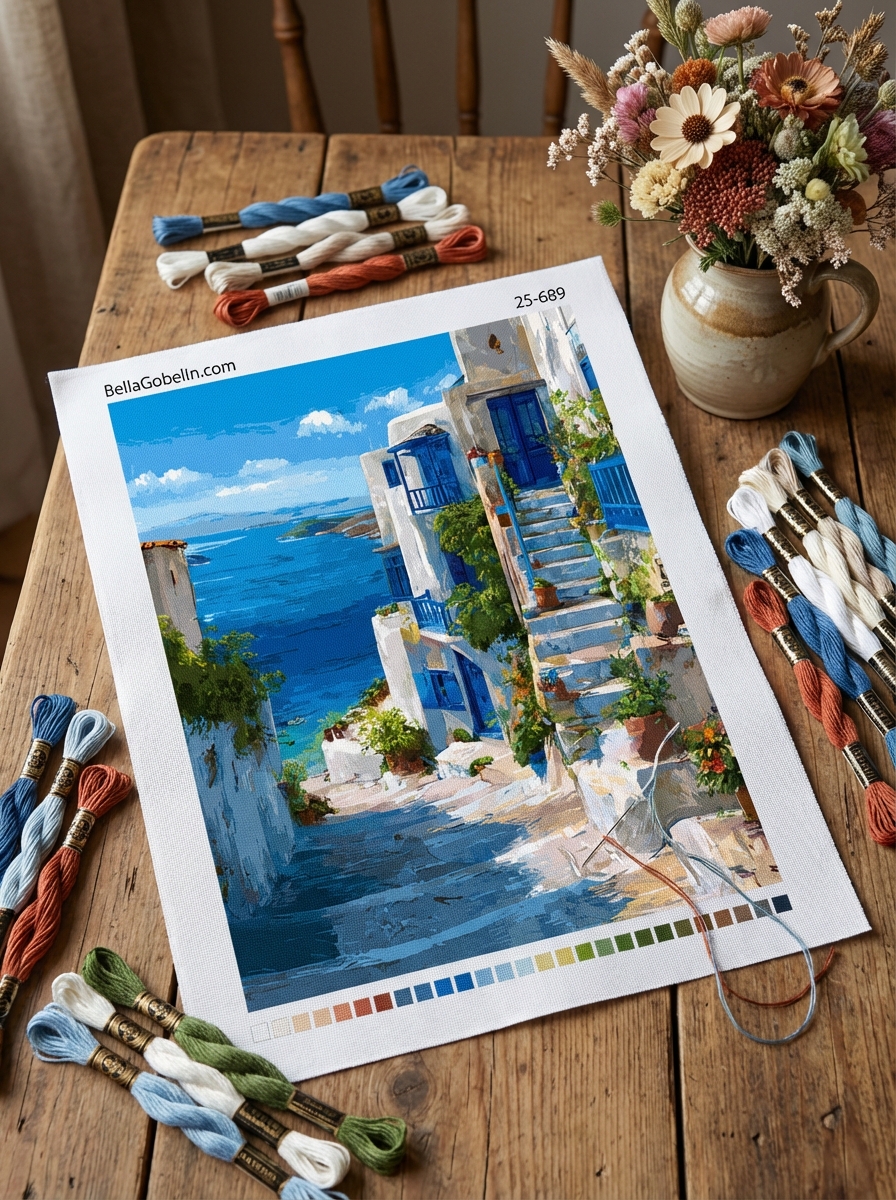 Grški krajobraz s gobelin tkanjem – 25-689