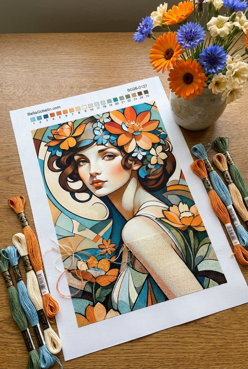 portret v stilu Alphonse Mucha – BG26-0127