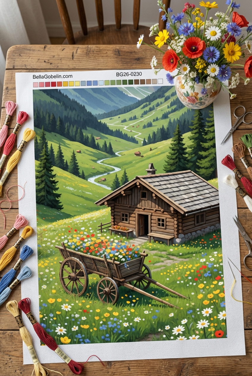 Alpska pokrajina s cvetočim travnikom – BG26-0230