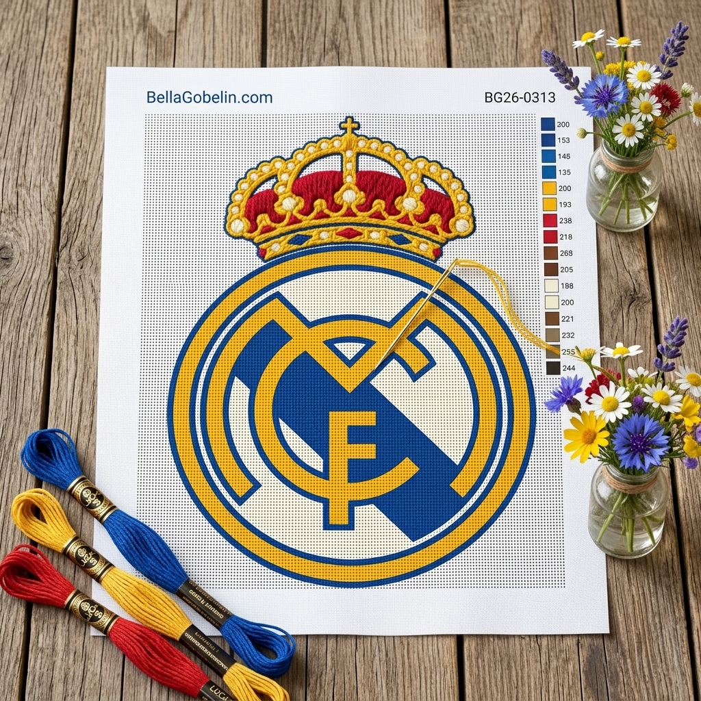 Emblem Real Madrida na modrem ozadju