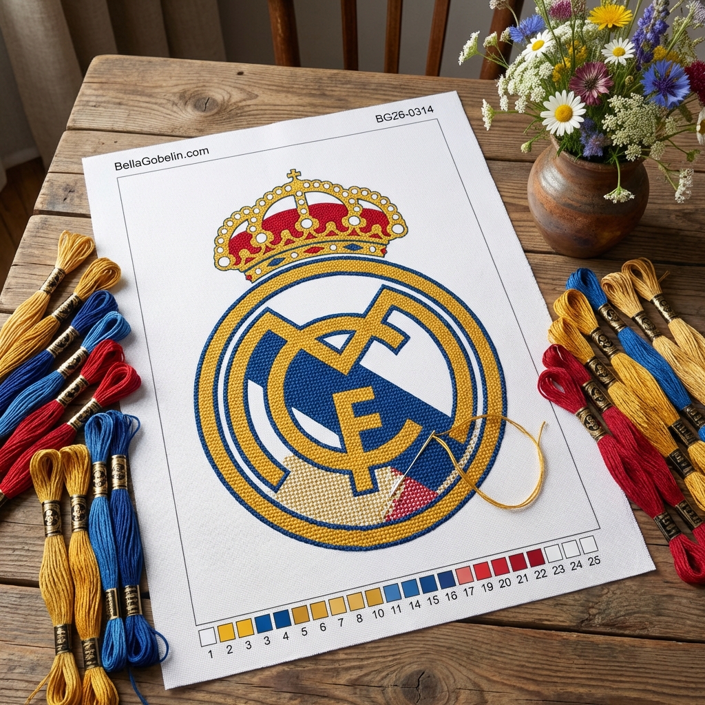 Emblem Real Madrida na belem ozadju