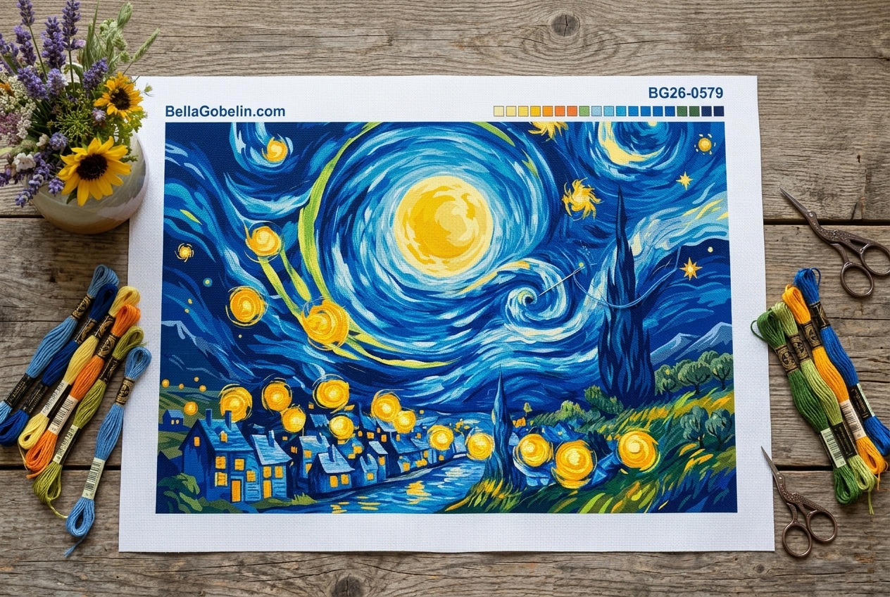 Vincent van Gogh - Zvezdna noč replika (gobelin)
