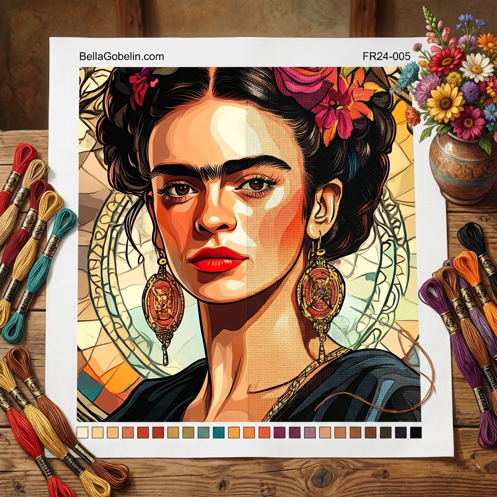 Portret Fride Kahlo v slogu Alphonse Mucha – FR24-005