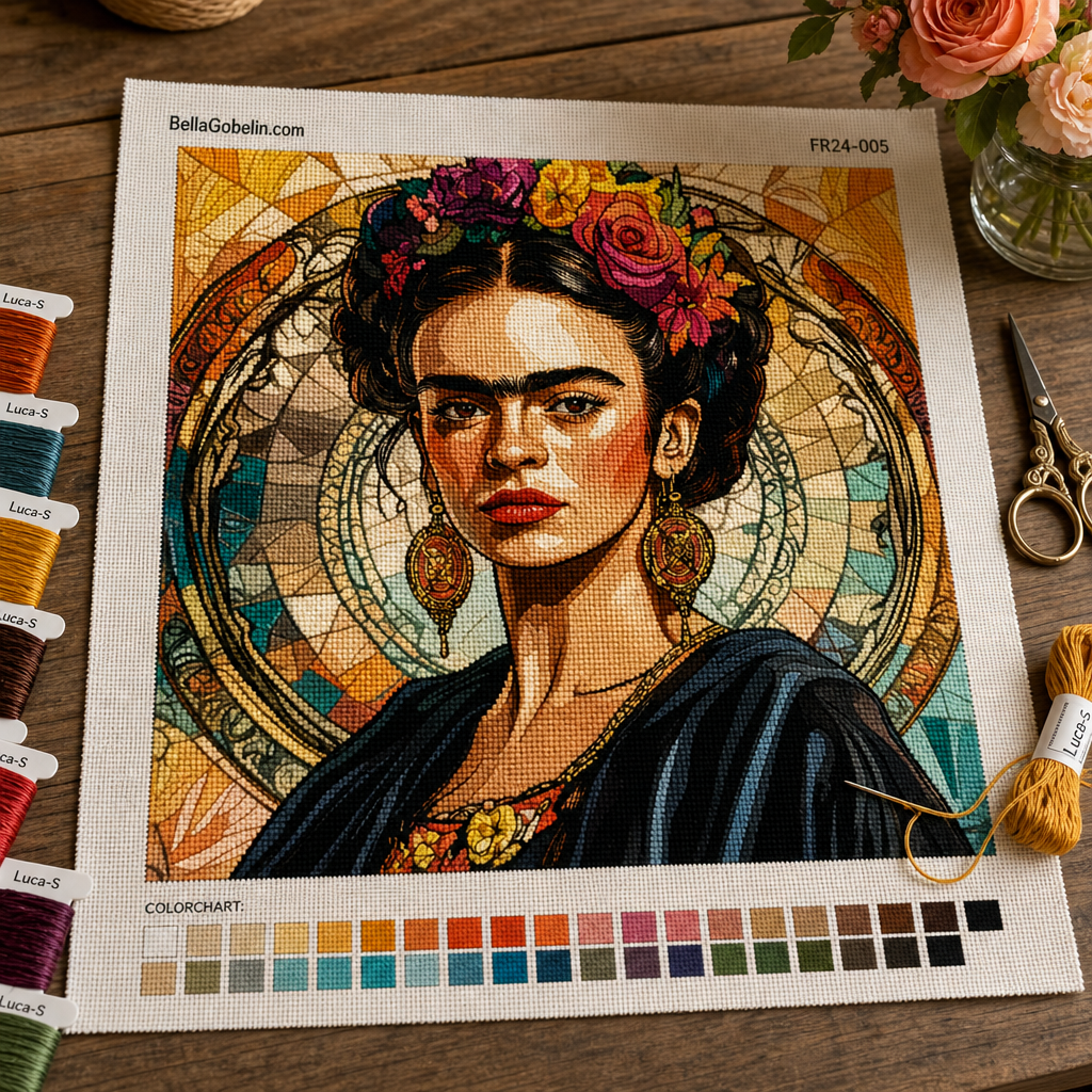 Portret Fride Kahlo v slogu Alphonse Mucha – FR24-005