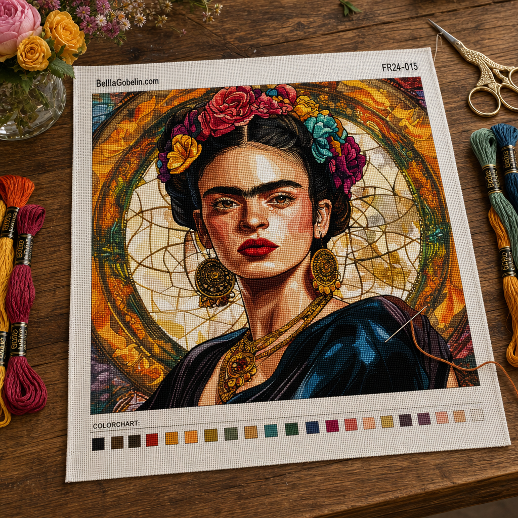 Portret Fride Kahlo v slogu Alphonse Mucha – FR24-015