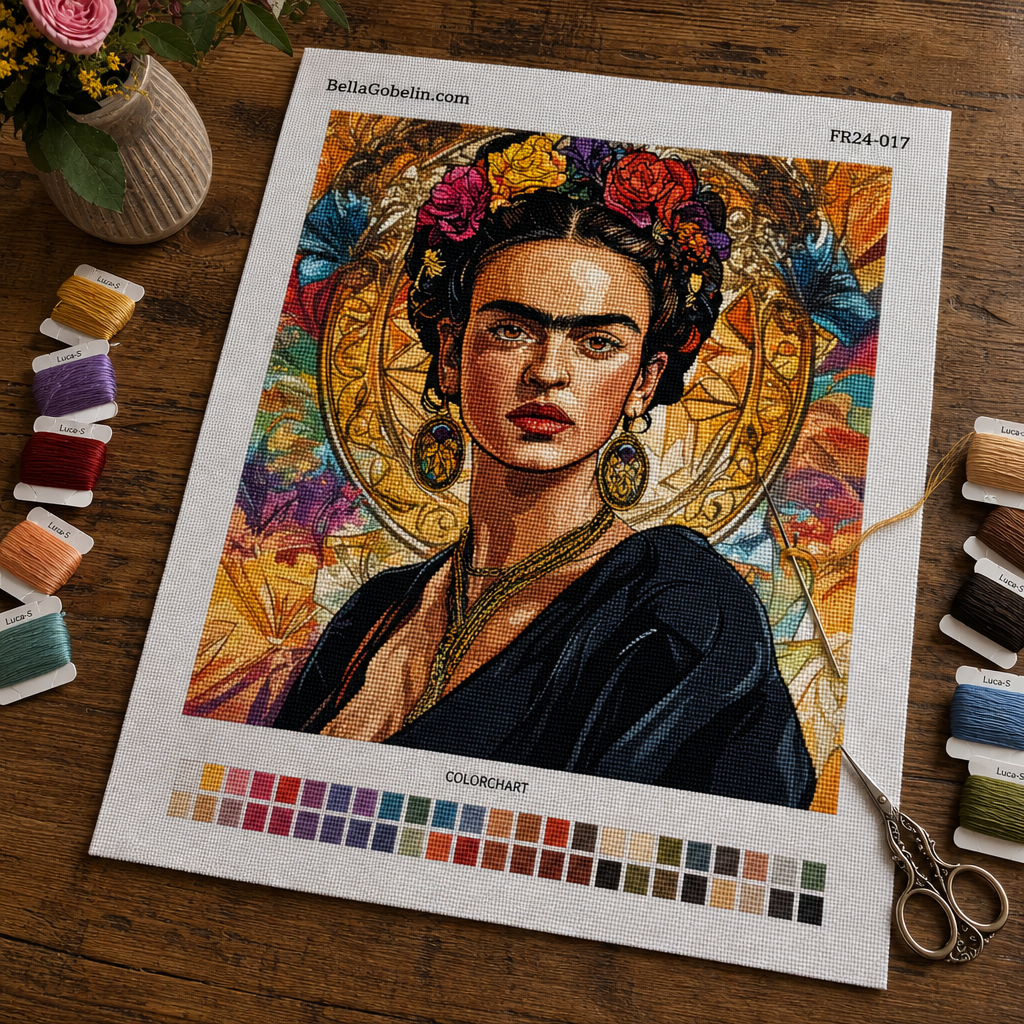 Portret Fride Kahlo v slogu Alphonse Mucha – FR24-017