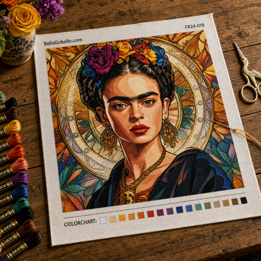 Portret Fride Kahlo v slogu Alphonse Mucha – FR24-018