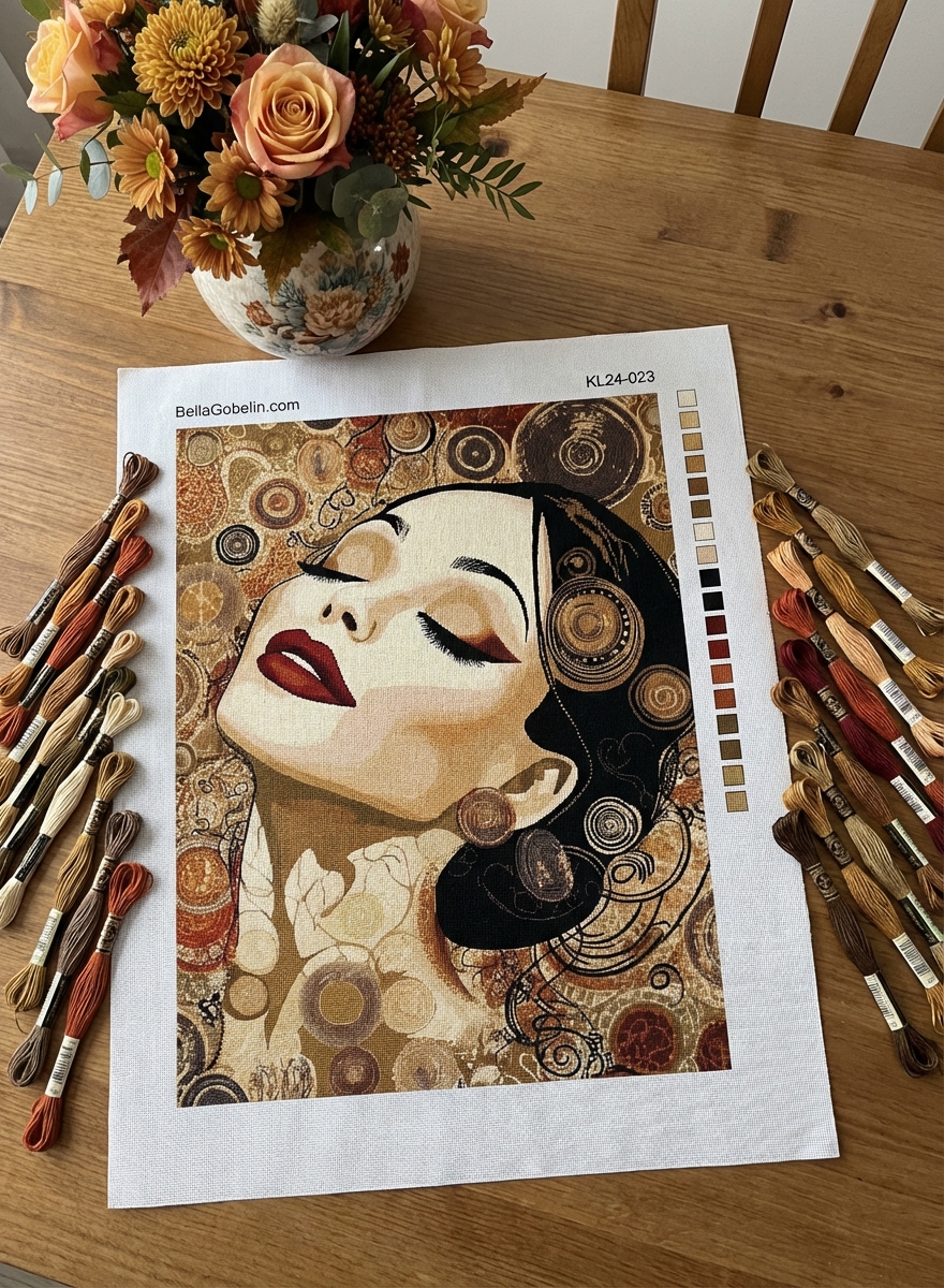 Portret Coco Chanel v Klimtovem slogu