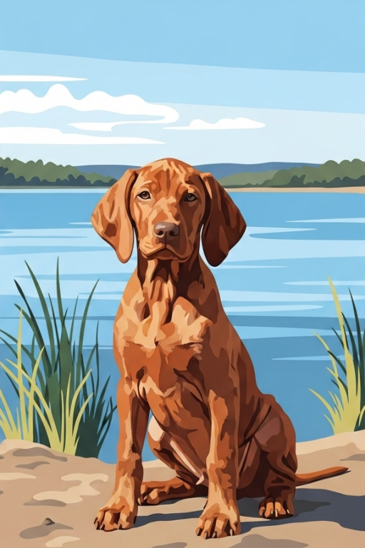 Kutyaportré - Peckes Vizsla kölyök a tónál
