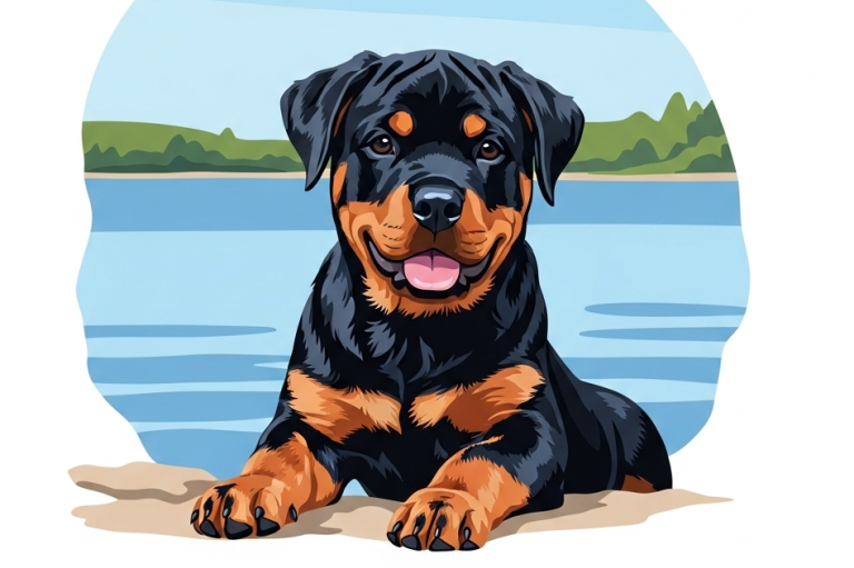 Kutyaportré - Rotweiler kiskutya a tónál