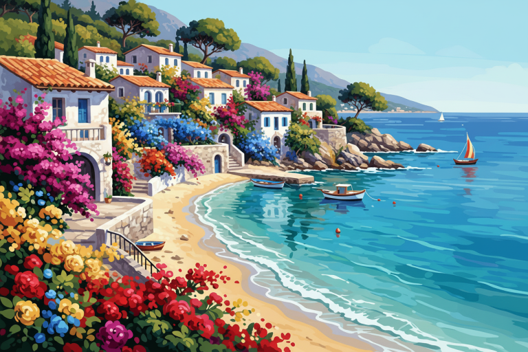 Mediterrán tengerparti falu