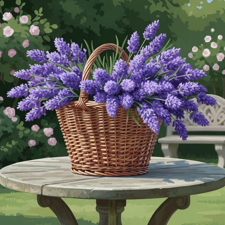 Levendula kosárban a kertben – BG26-0263