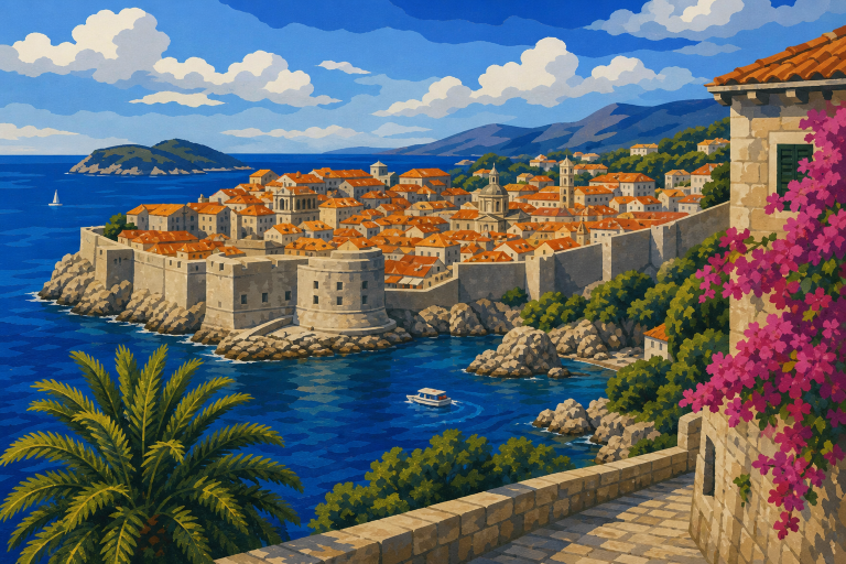 Dubrovnik tengerparti panorámája