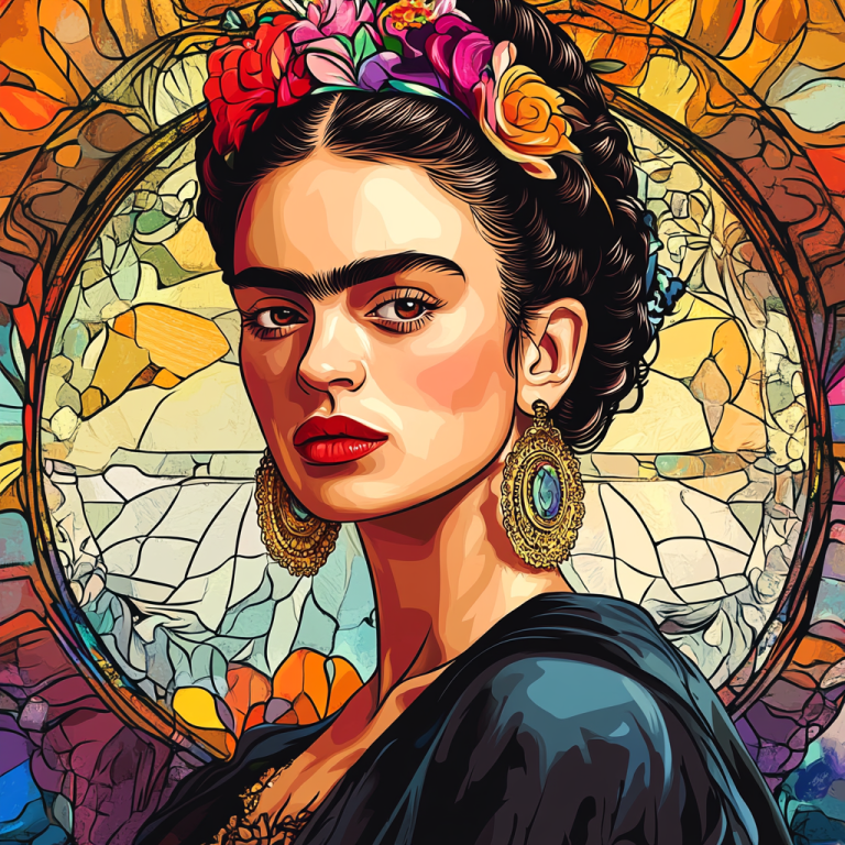 Frida Kahlo portré Alphonse Mucha stílusban – FR24-010