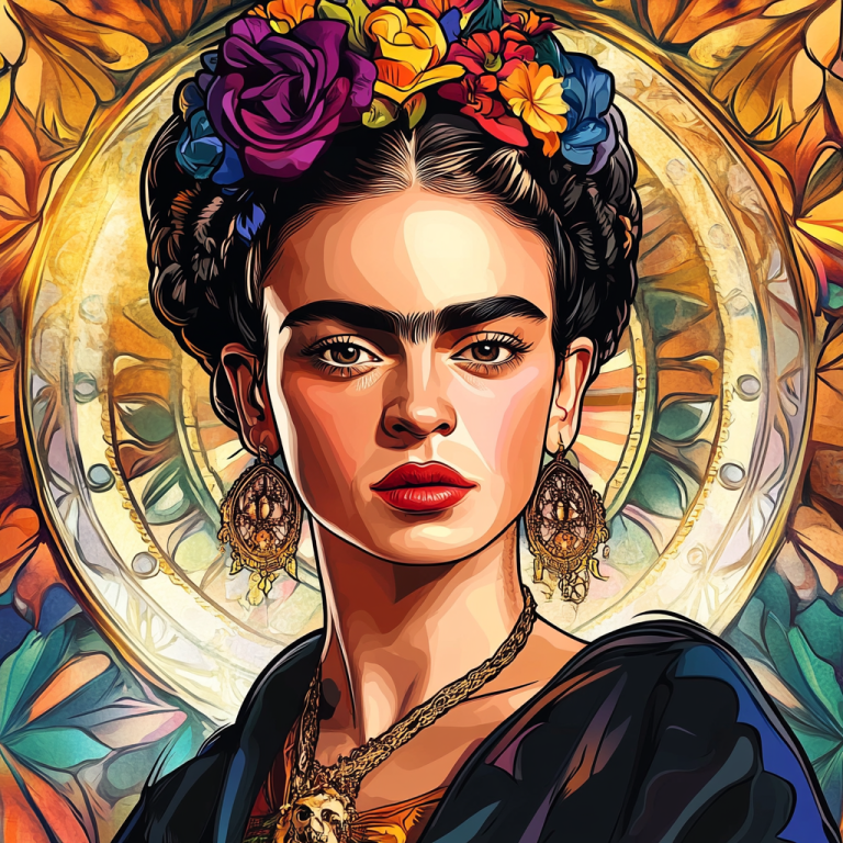 Frida Kahlo portré Alphonse Mucha stílusban – FR24-018