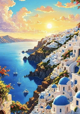 Zahod sonca na Santoriniju