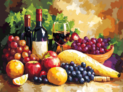 Vino in košara s sadjem – 25-248