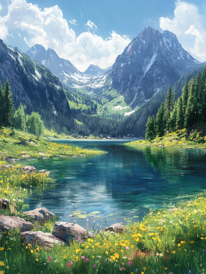 Čudovit jezero med gorami