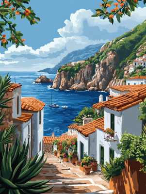 Mediterranska vas na obali morja – 25-535