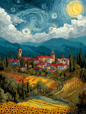 Italijanska pokrajina v Van Gogh slogu