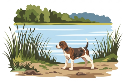 Portreti psov - Beagle ob jezeru