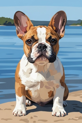 Anglijski buldog ob jezeru – 25-944