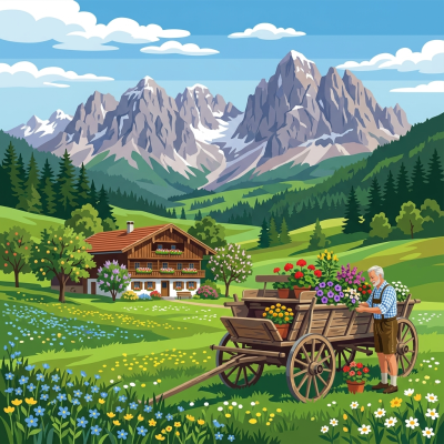 Alpska pokrajina s cvetličnim vozom – BG26-0587