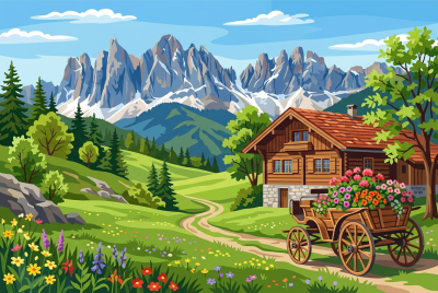 Alpska pokrajina s cvetličnim vozom – BG26-0588