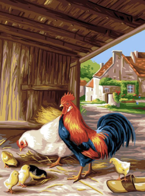 Petelin, kokoš in piščanci