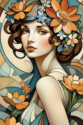 portret v stilu Alphonse Mucha – BG26-0127